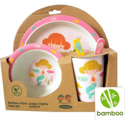 Set De Vaisselle Bebe Bio Coffret Repas Fibre De Bambou