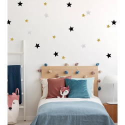 Stickers étoile noir, or et argent pour décorer une chambre d'enfant-detail