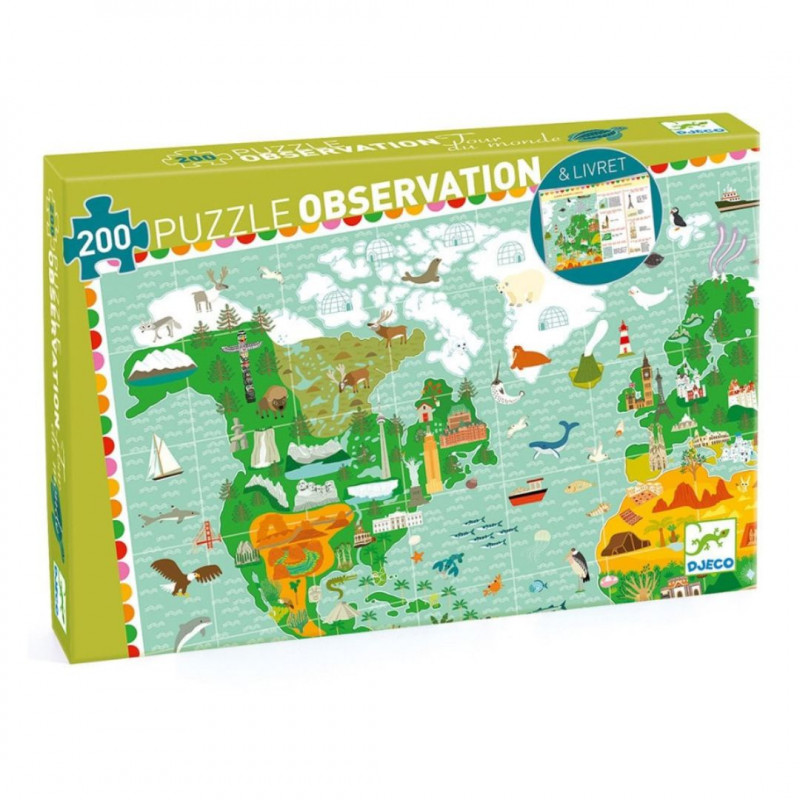 Djeco - puzzle observation tour du monde