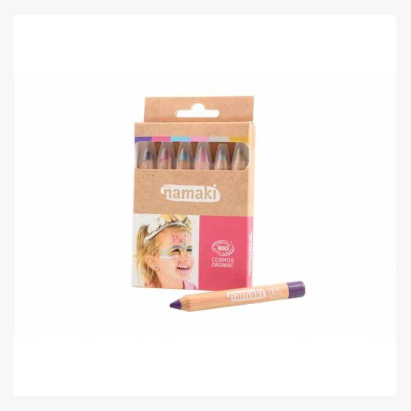 Kit de 6 crayons de maquillage, couleur rose, mondes enchantés - Namaki Cosmetics