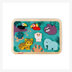 Puzzle en bois pour les plus petits, thème animaux de la jungle - Janod-detail