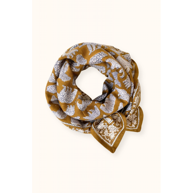 Grand foulard latika ours tapenade de la marque Apaches Collections