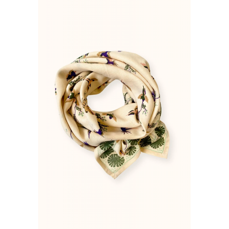 grand foulard latika cerisier kaki de la marque Apaches Collections